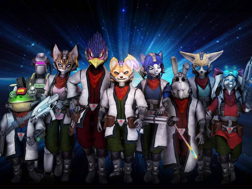 一群身穿科幻裝備的擬人化動物角色在星空太空背景前擺姿勢。