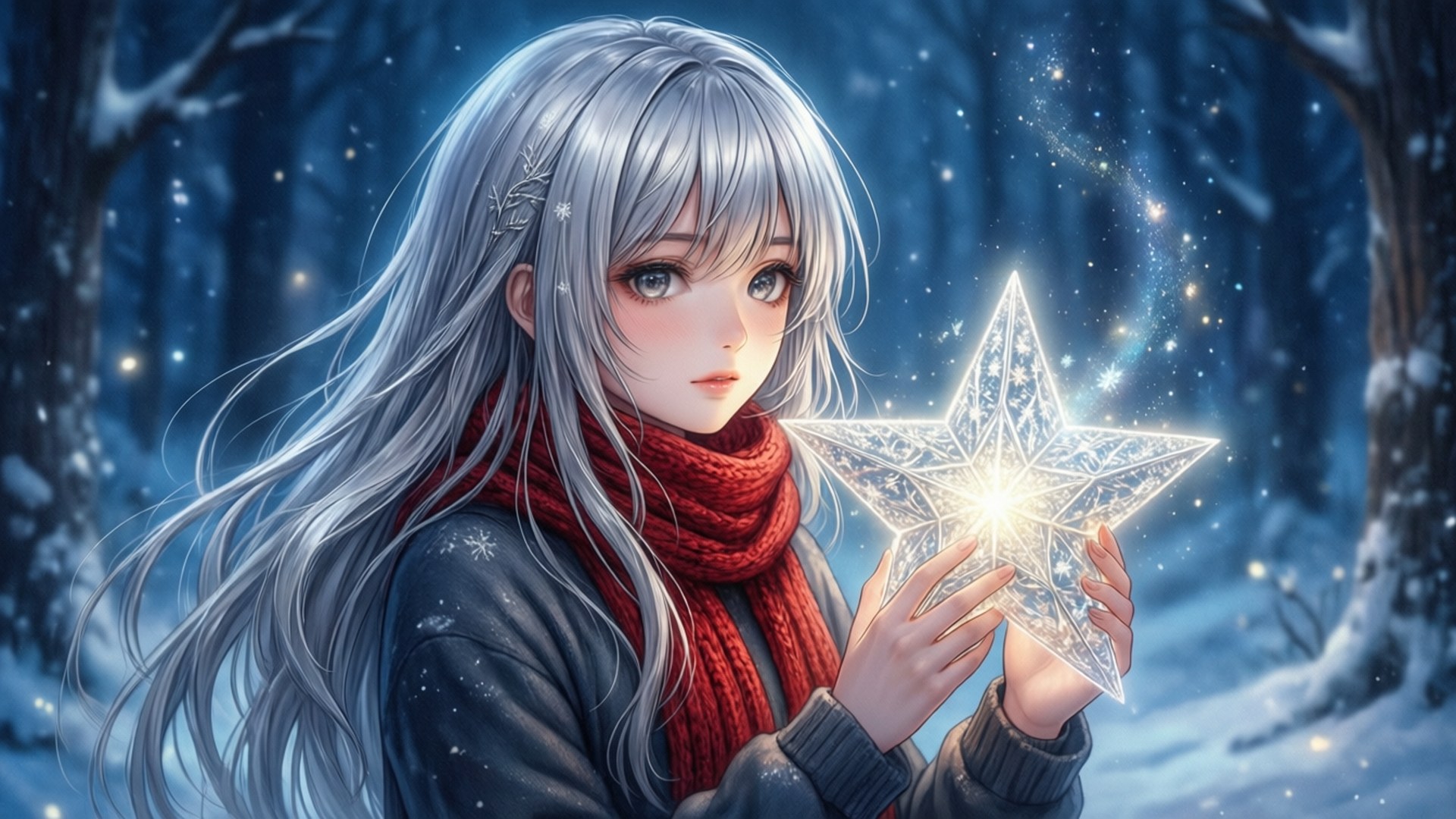 星光雪林 壁紙