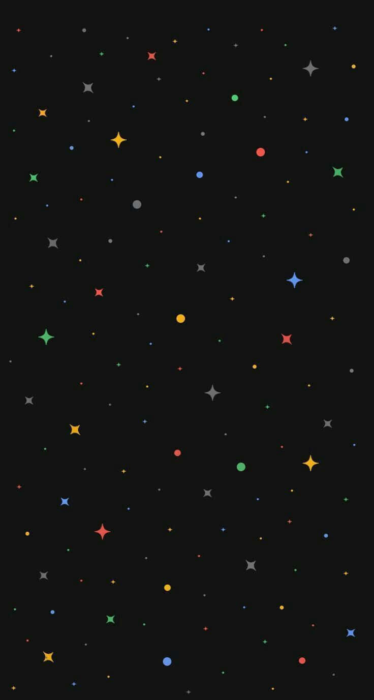 彩色幾何星星散落在漆黑的夜空中。