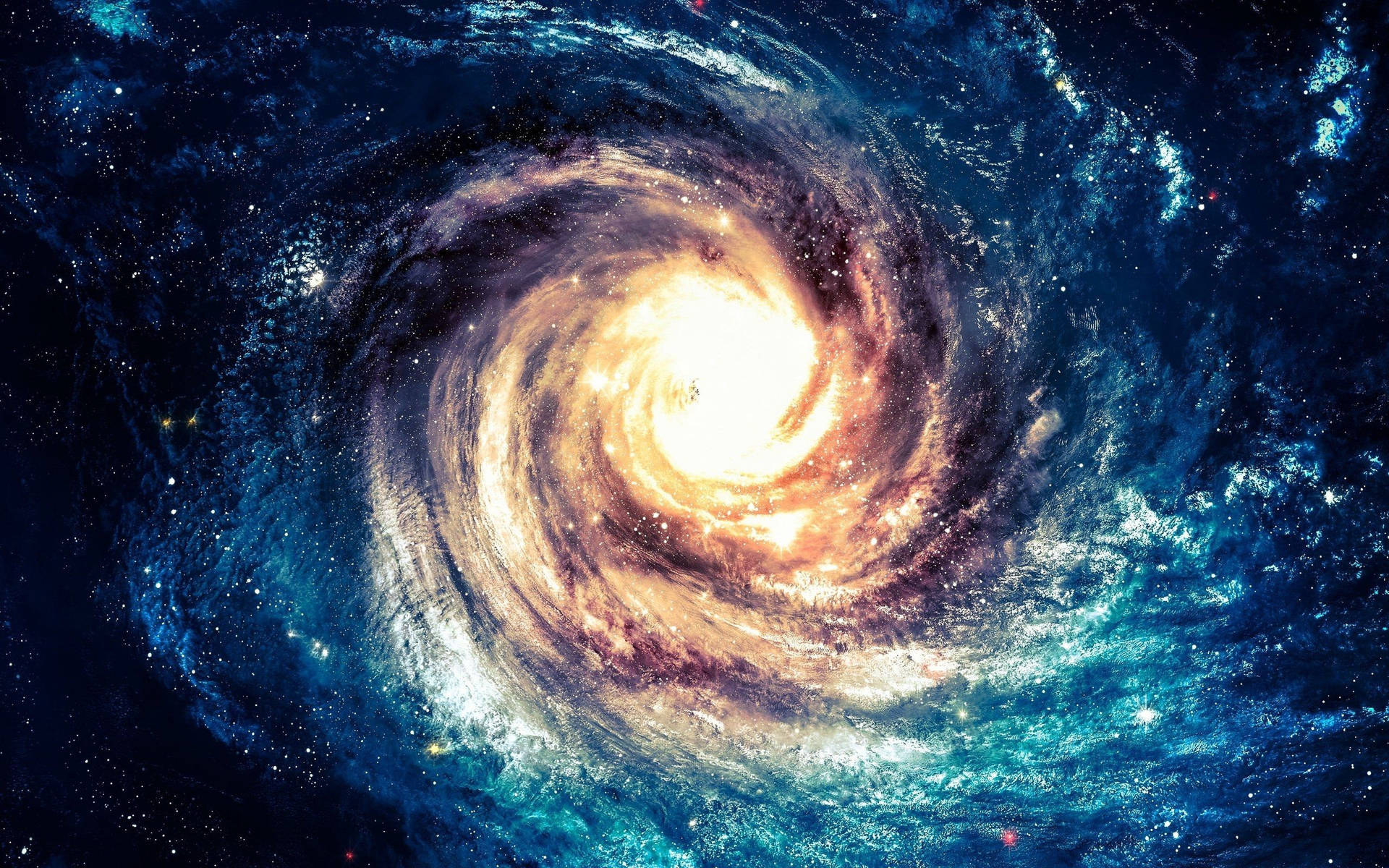 螺旋星系，具有明亮的核心和充滿星星的旋轉藍色臂
