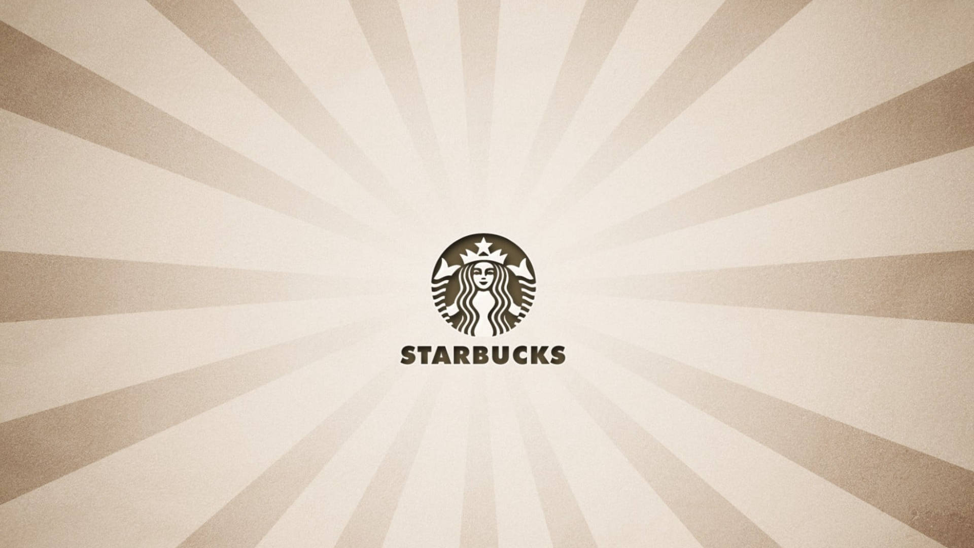 Starbucks 標誌在米色太陽光線背景上。
