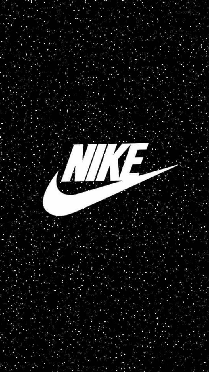星座Nike iPhone背景 壁紙 — 白色Nike標誌居中於黑色斑點背景上，宛如星空。