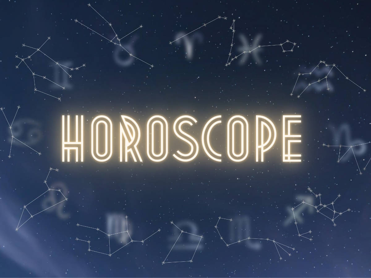 星座星辰占星學 壁紙 — 一個發光的霓虹星座標誌漂浮在星空夜空上，帶有微弱的星座和黃道十二宮符號。