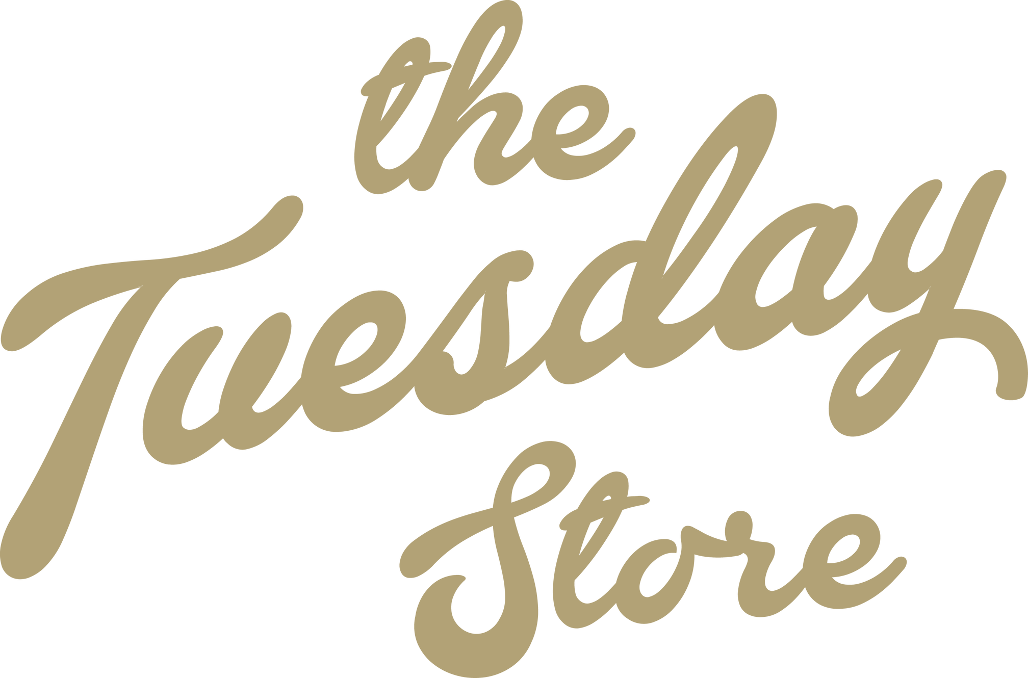 星期二商店標誌 壁紙 — 優雅的金色草書文字在純黑色背景上顯示「the Tuesday Store」。