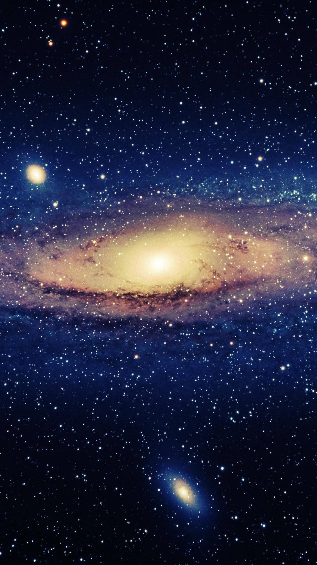 一個螺旋星系，具有明亮的核心和旋轉的旋臂，周圍環繞著無數恆星。
