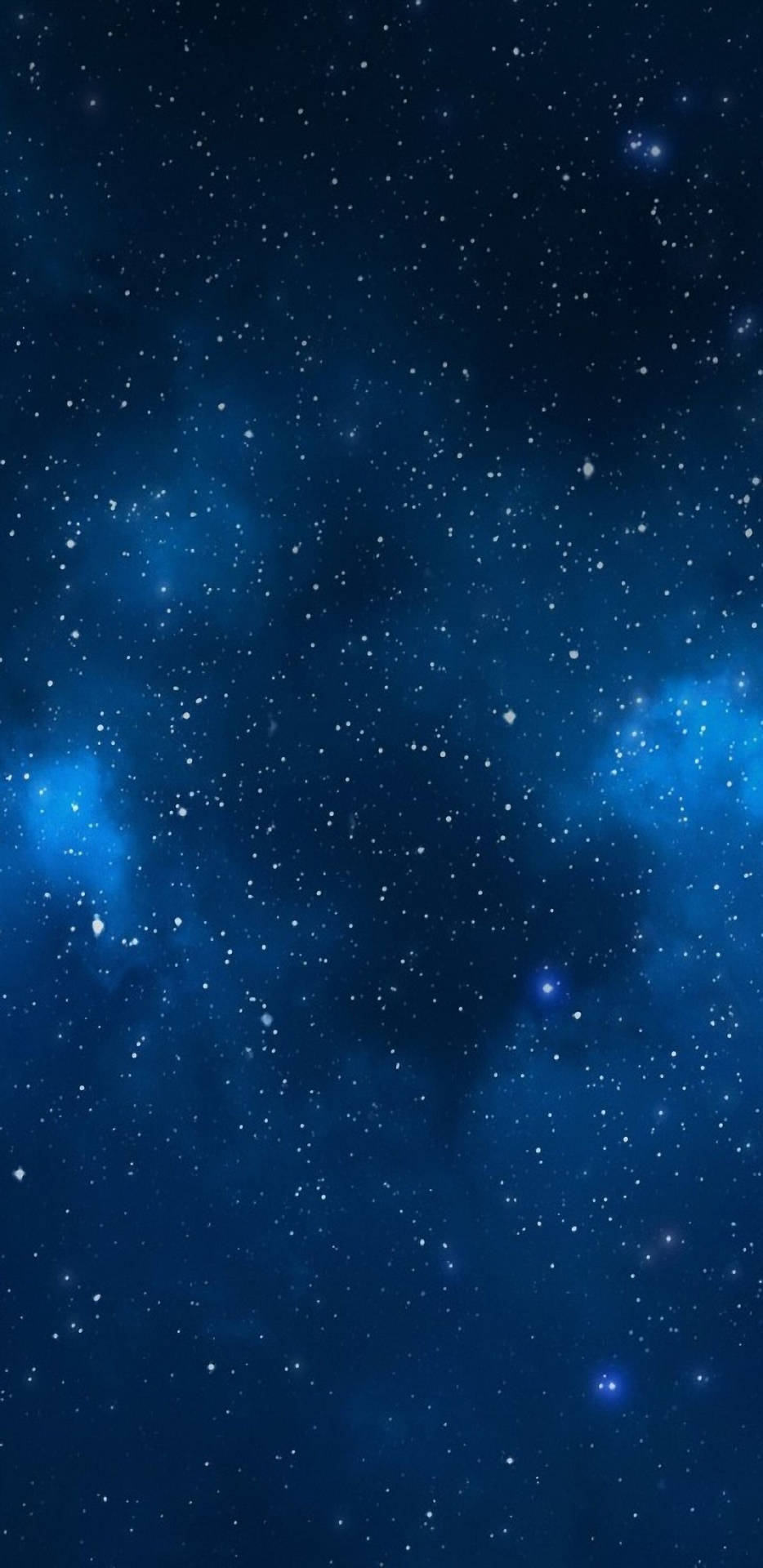 廣闊藍色星場，在深空中散發著發光星雲和散落的星星。
