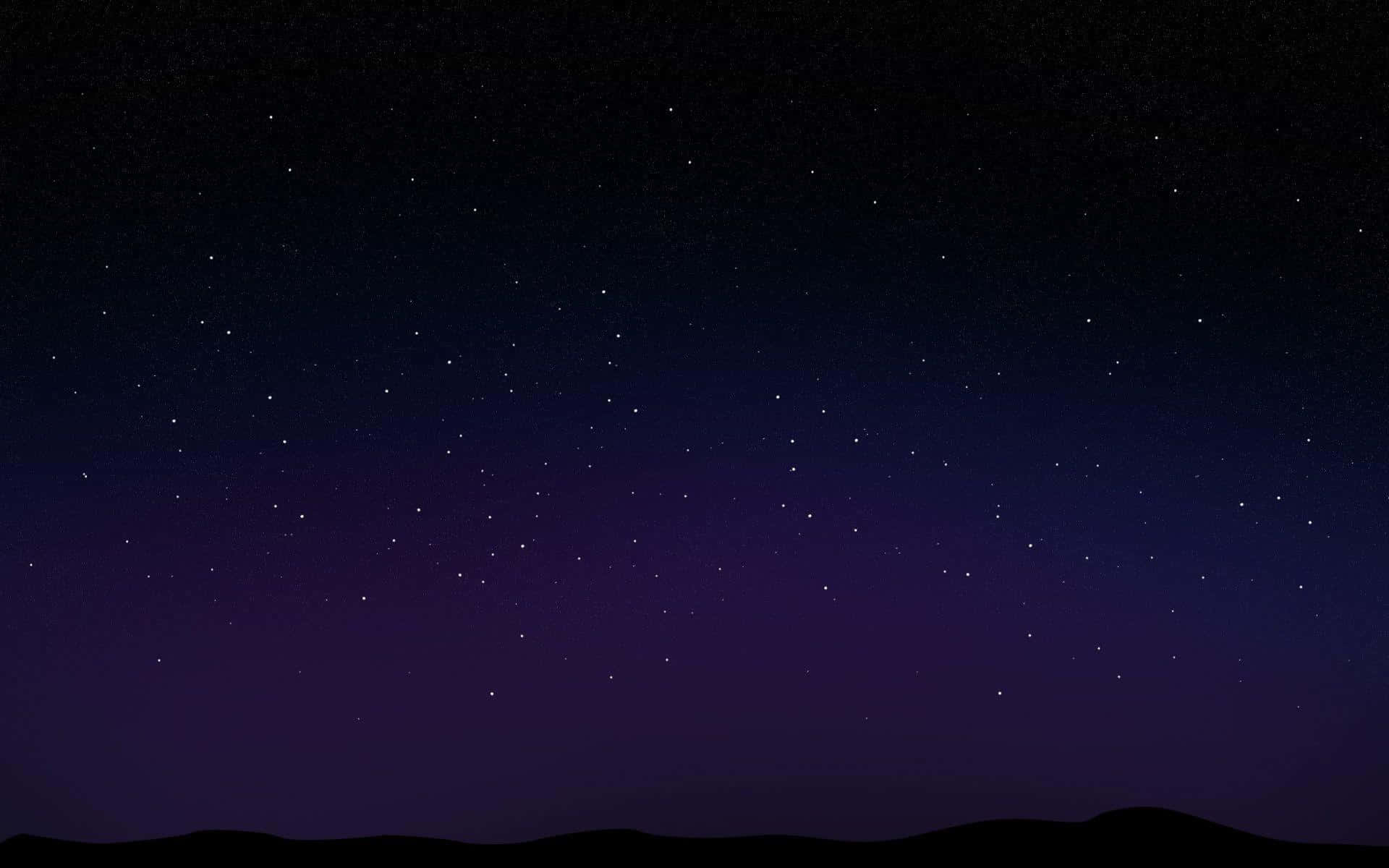 星空與山巒夜景 壁紙 — 寧靜的夜空，閃爍的星星在起伏山丘的黑暗剪影之上。
