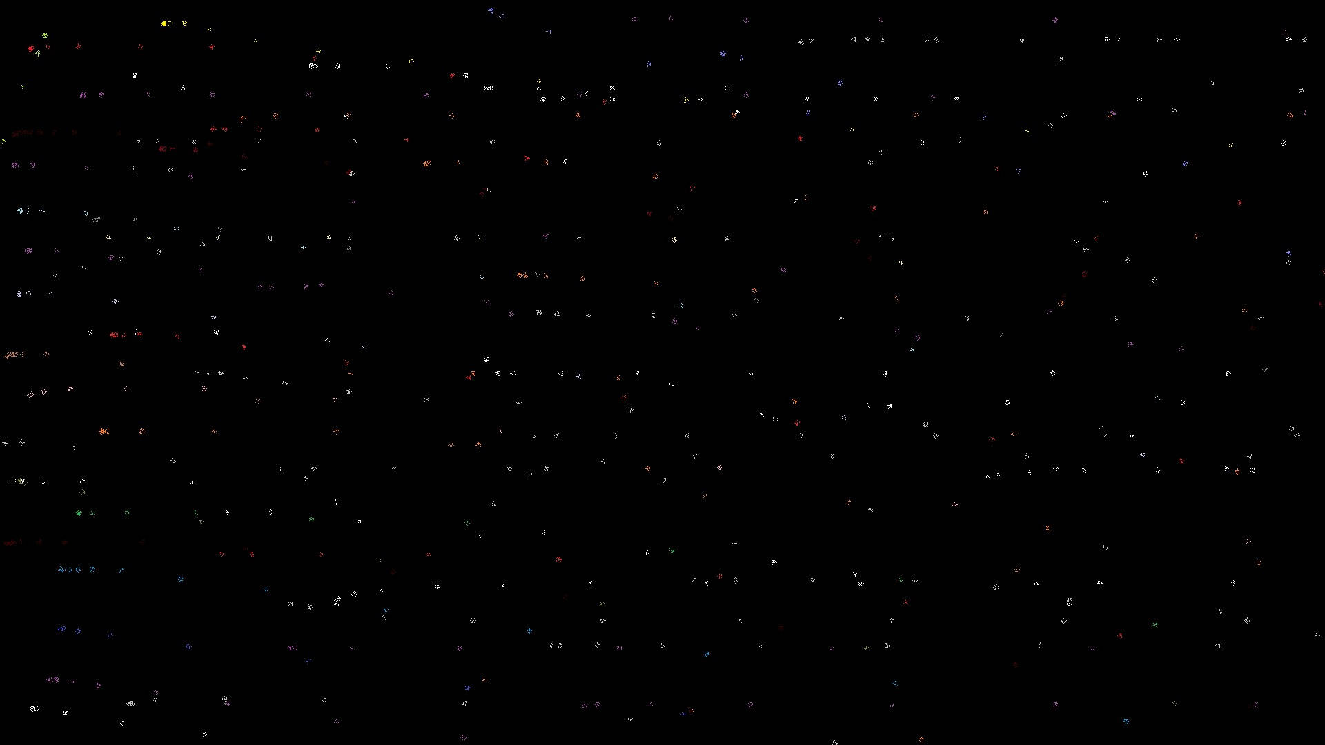 繁星點點的夜空，充滿了色彩繽紛的閃爍星星，背景為黑色。