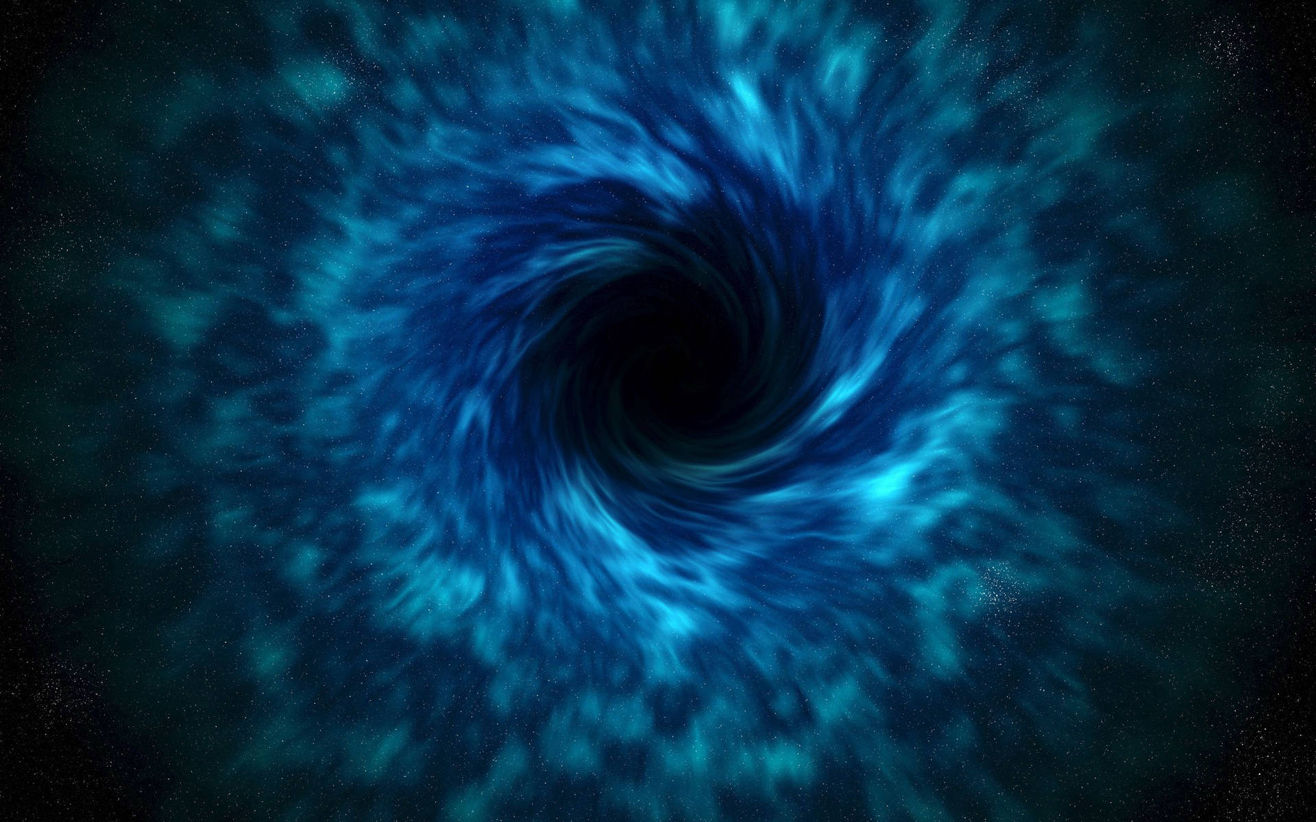 一個藍色宇宙漩渦在星點虛空中旋轉進入黑色中心。