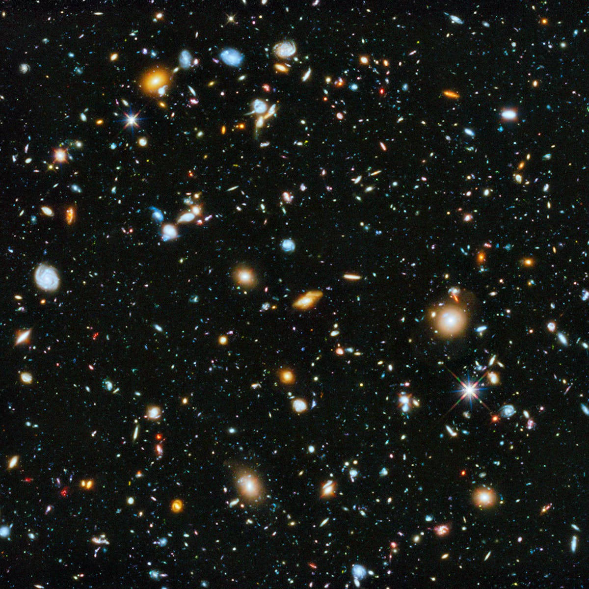 星系群通用手機背景 壁紙 — 一個令人嘆為觀止的宇宙景觀，充滿了無數星系和恆星，在深邃的黑色太空虛空中散發出鮮豔的色彩。