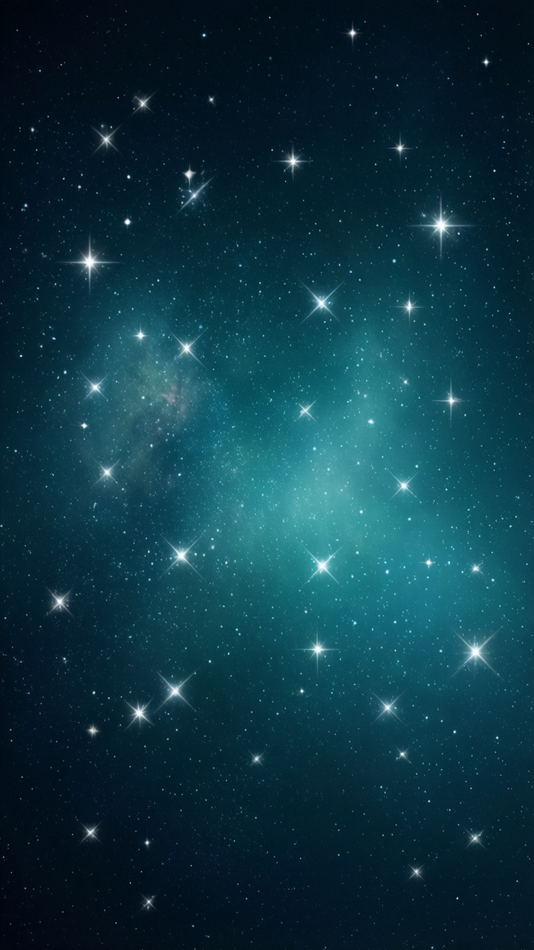 星輝深青銀河 壁紙 — 在深邃太空中，無數閃爍的星星之間，一個青綠色星雲發光的壯麗景象。