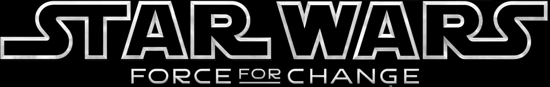 星際大戰「力量改變」標誌 壁紙 — 黑色背景上帶有「Force for Change」文字的醒目銀色星際大戰標誌。