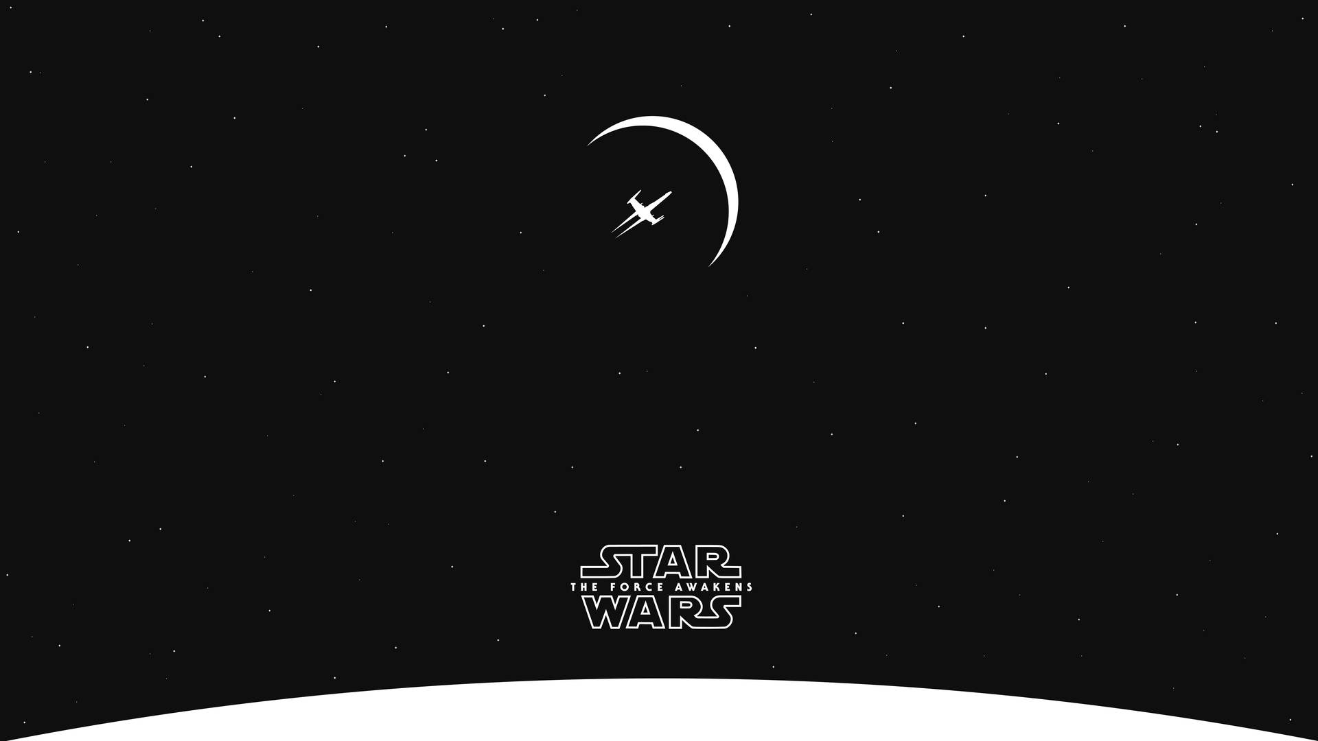 星際戰機在太空中靠近彎月飛行，帶有 Star Wars 標誌。