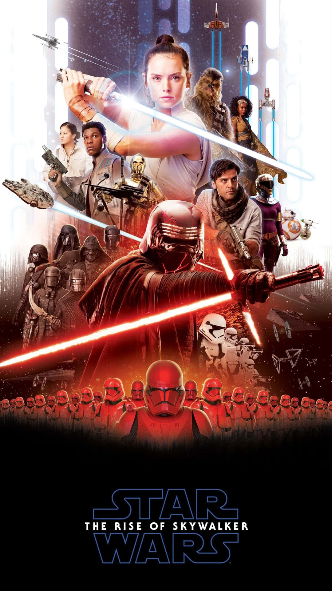 星際大戰電影海報，Rey 和 Kylo Ren 進行光劍戰鬥。