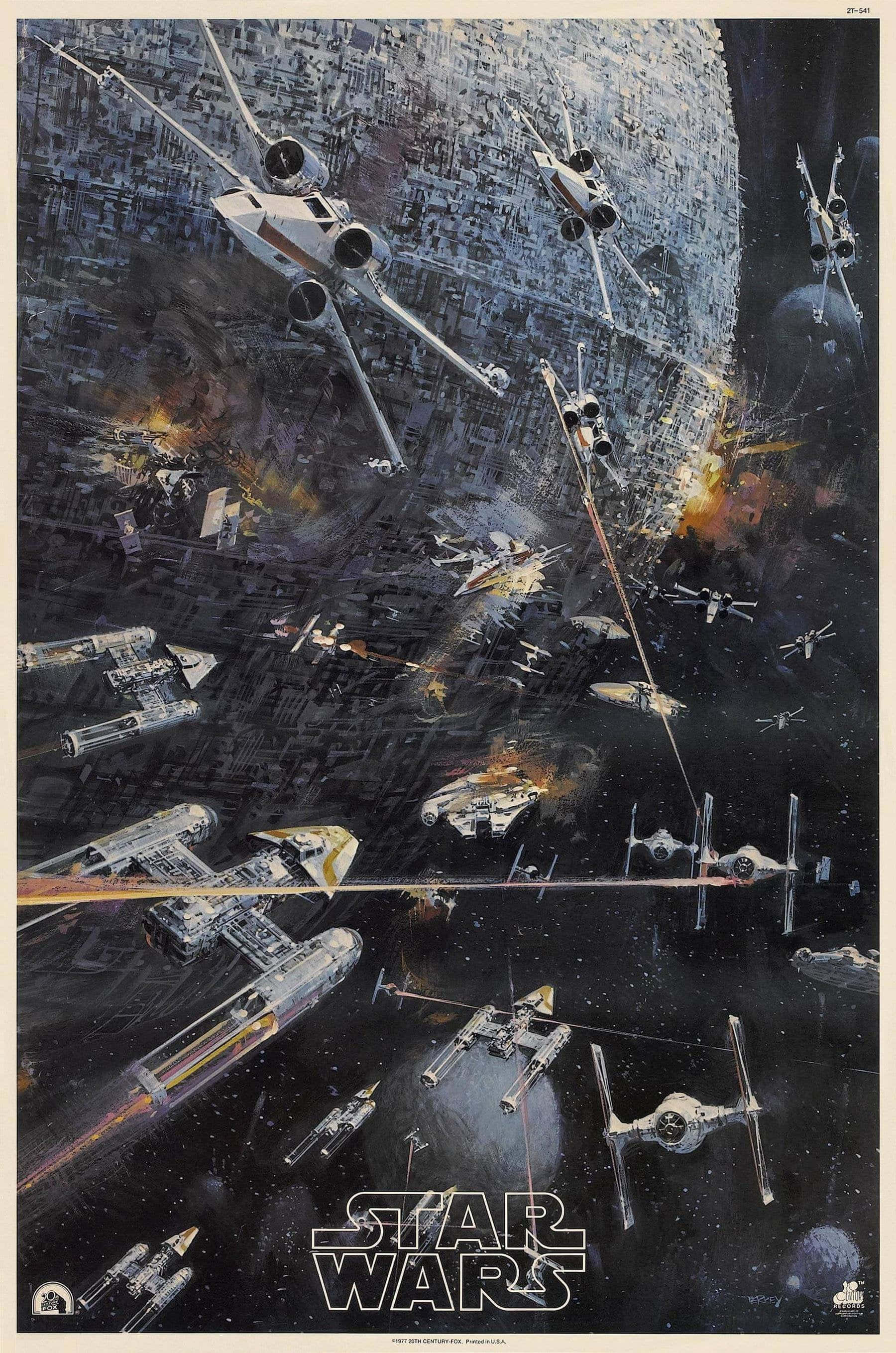 The Battle Of Yavin 桌布 壁紙 — 星際戰機在星際虛空下圍繞巨型太空站爆發混亂戰鬥。