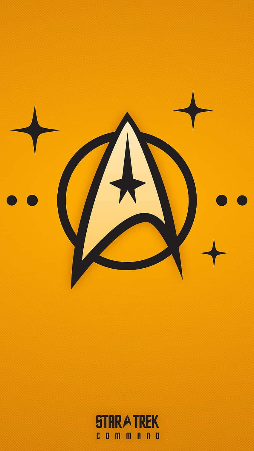 Star Trek Command標誌在橙色背景上，帶有星星和圓點。