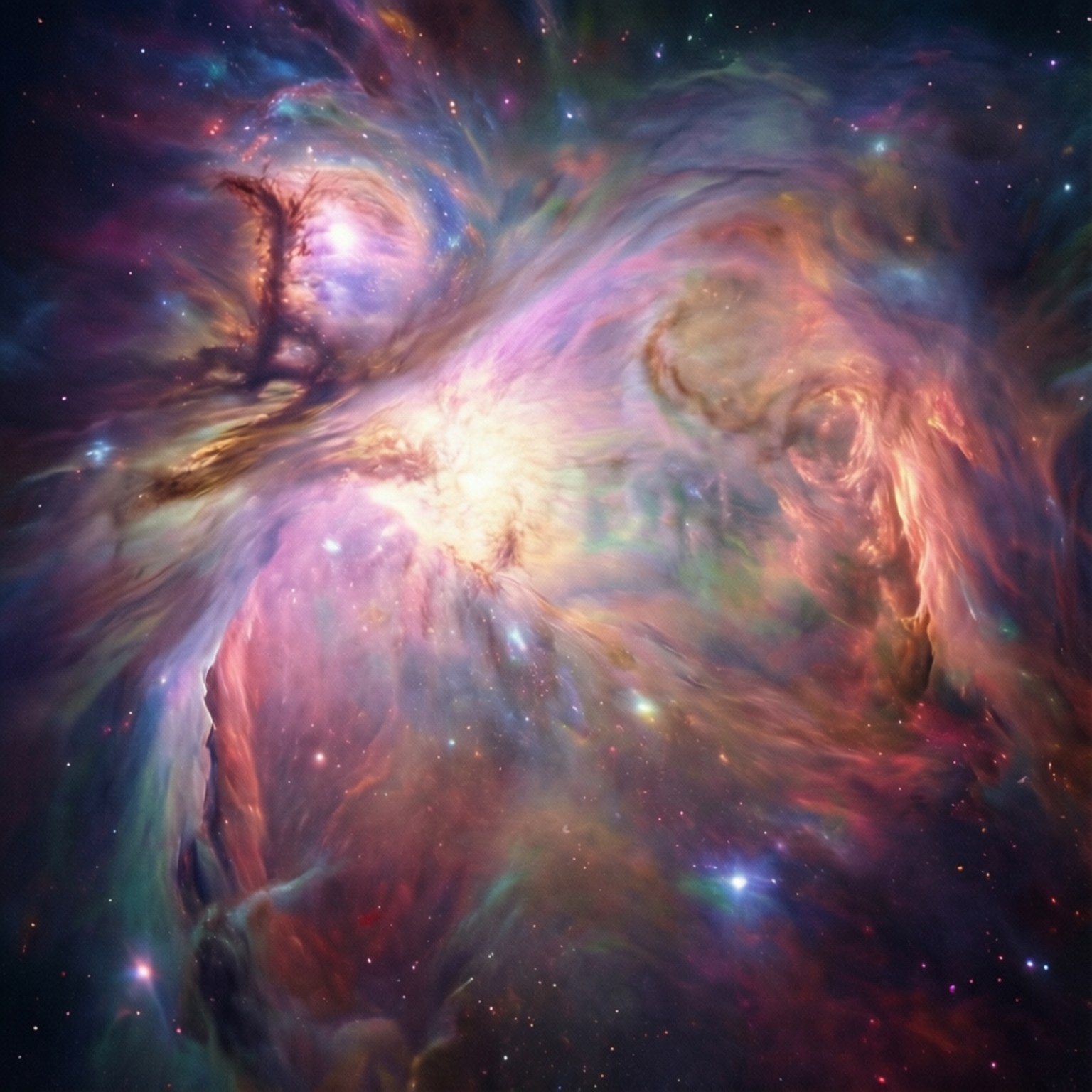深空中帶有發光氣體和星星的彩色星雲