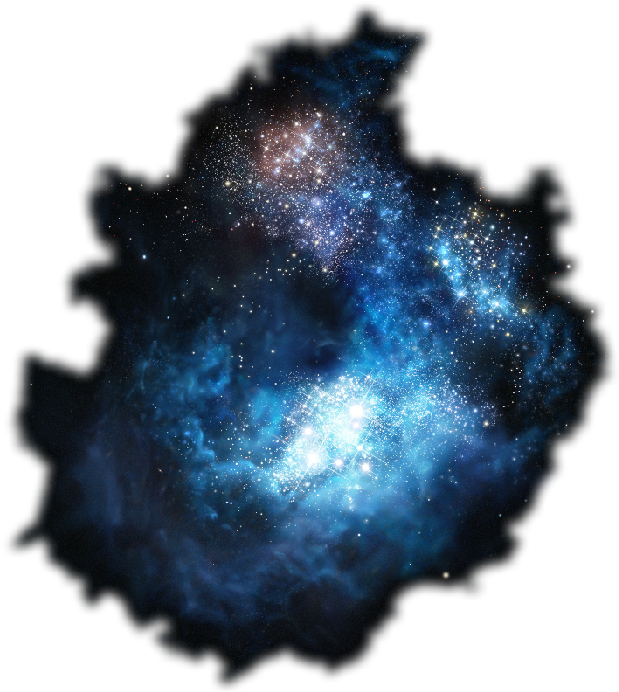 星雲星團 壁紙 — 一個充滿活力的藍色星雲在深邃的黑色宇宙虛空中旋轉，伴隨著發光的星星。