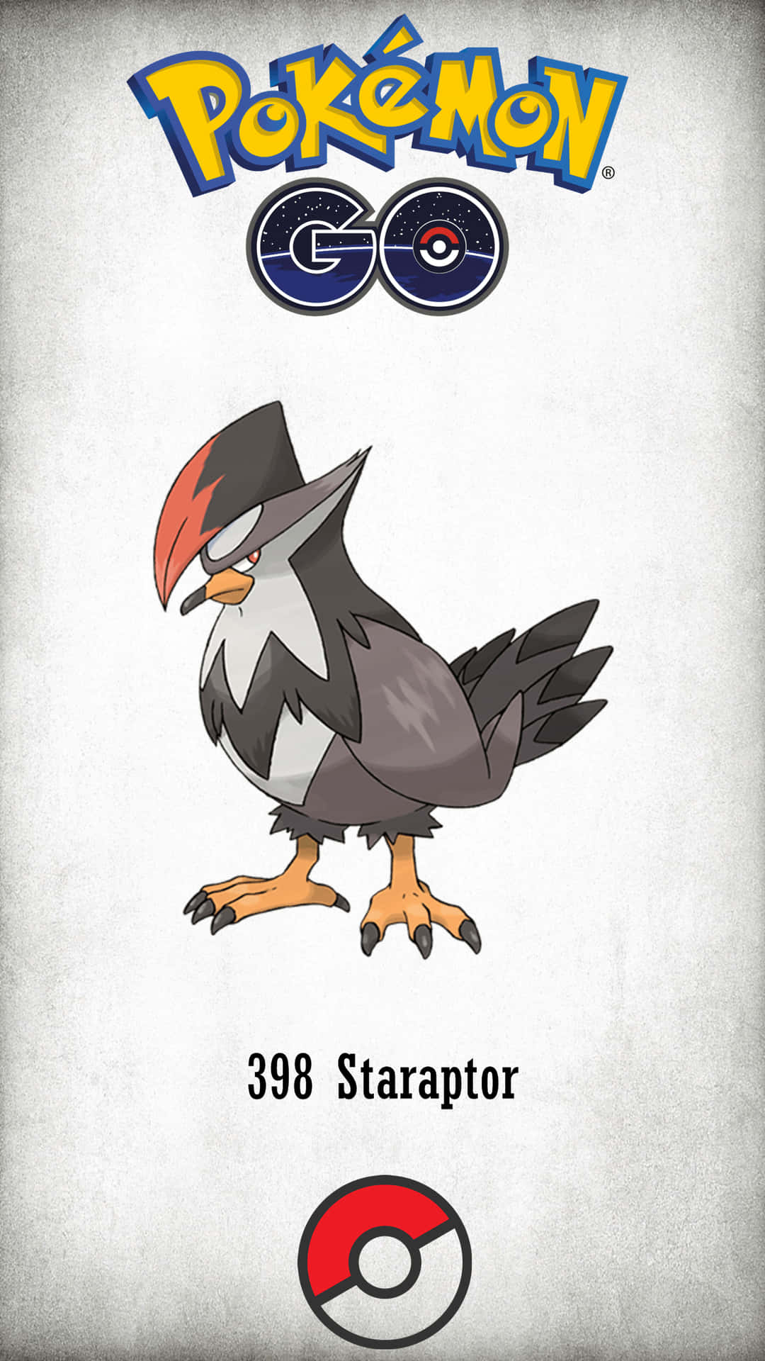 星飛鷹在寶可夢GO中 壁紙 — 來自 Pokémon GO 的風格化 Staraptor 寶可夢卡牌，色彩大膽，背景有紋理。
