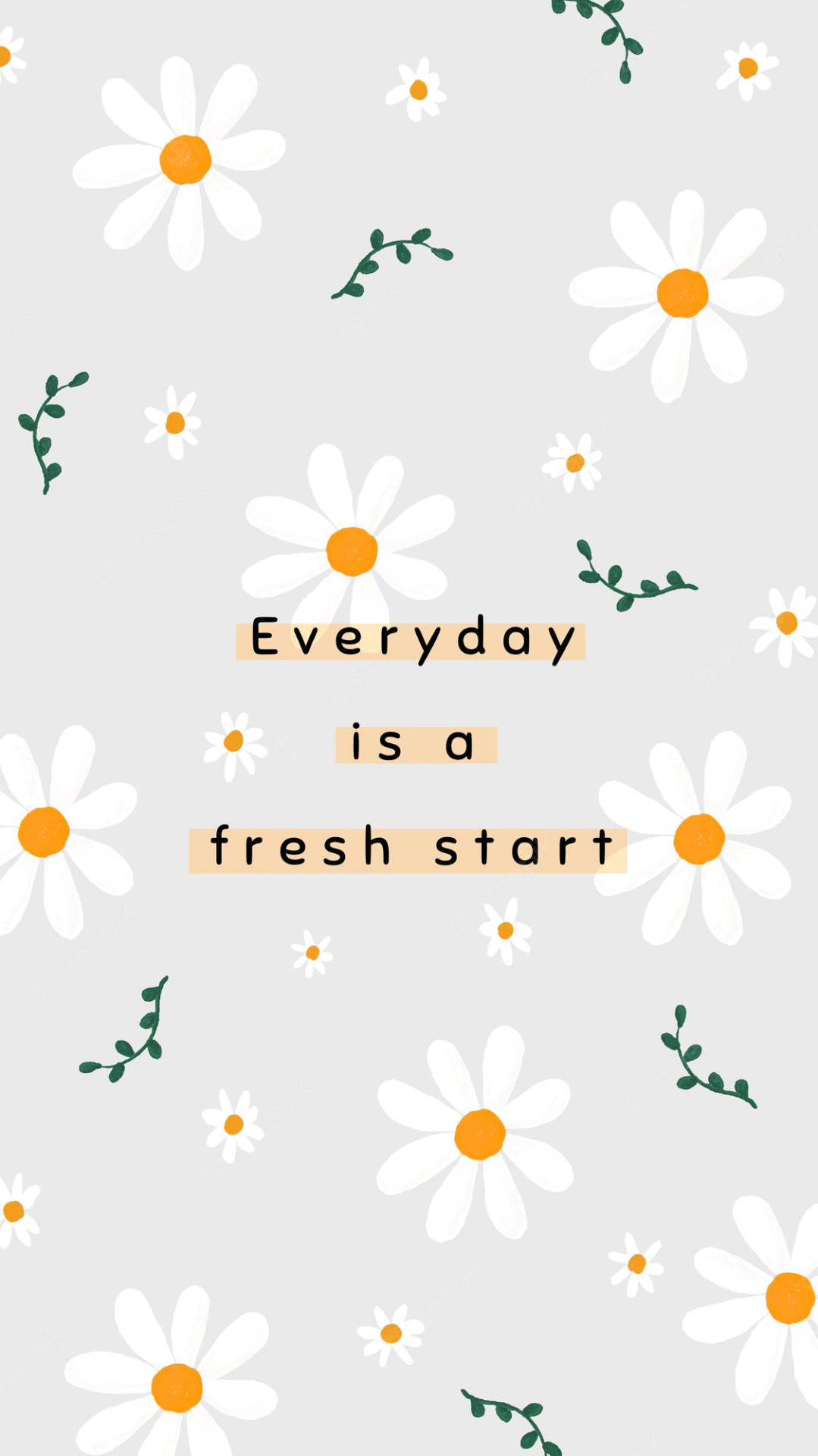 雛菊和藤蔓附有文字 everyday is a fresh start