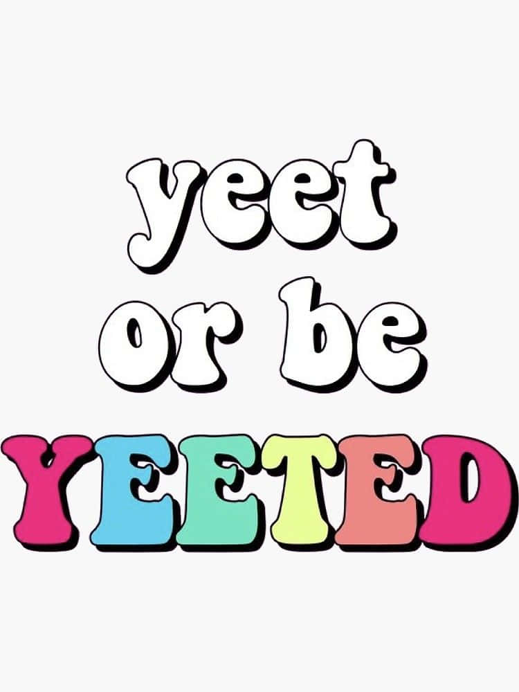 遊戲迷因文字以彩色粗體字母寫著「yeet or be YEETED」。