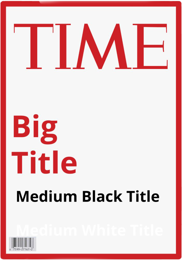 時代雜誌封面模板 壁紙 — 一個極簡風格的TIME雜誌封面，在白色背景上以粗體紅色和黑色字體設計，並以紅色邊框框住。