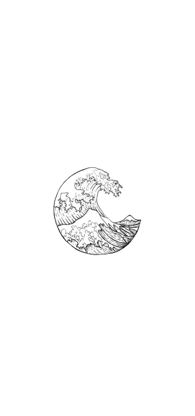 時尚 iPhone 白色波浪插畫壁紙