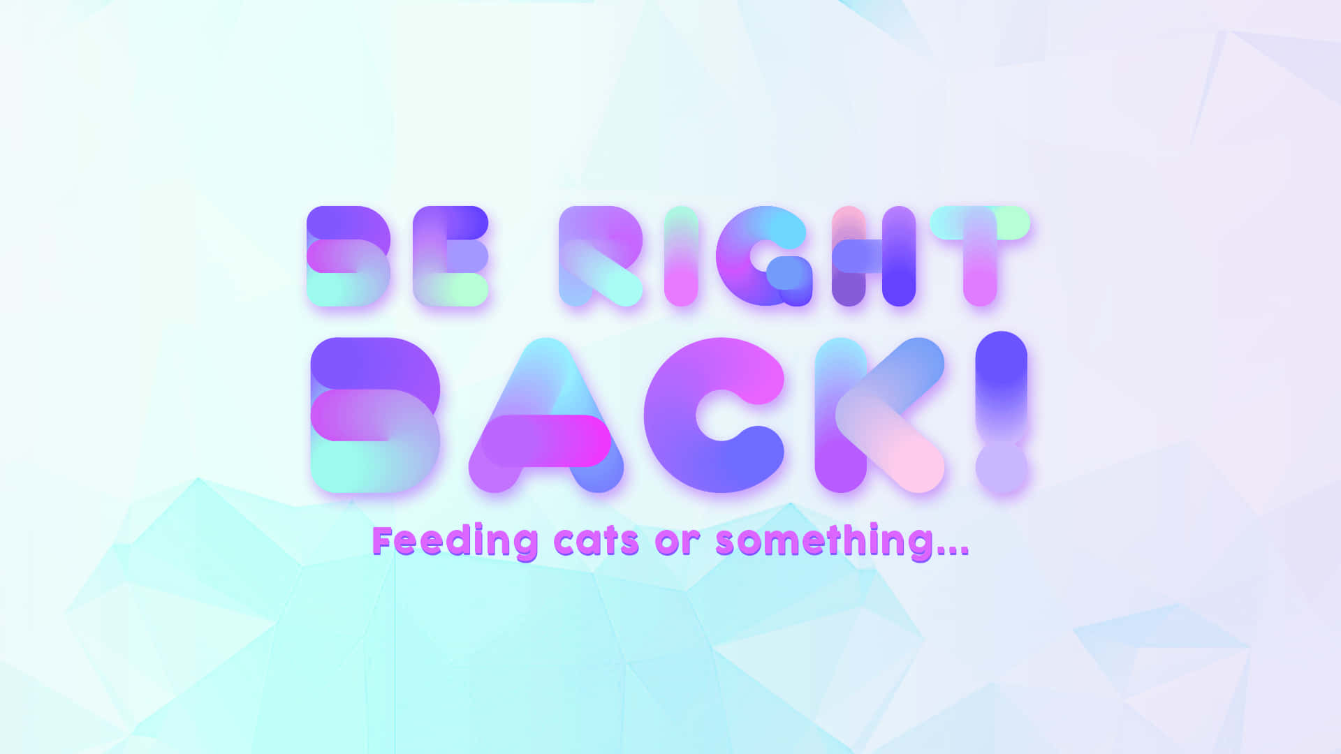 幾何背景上帶有漸變字母的be right back文字圖形