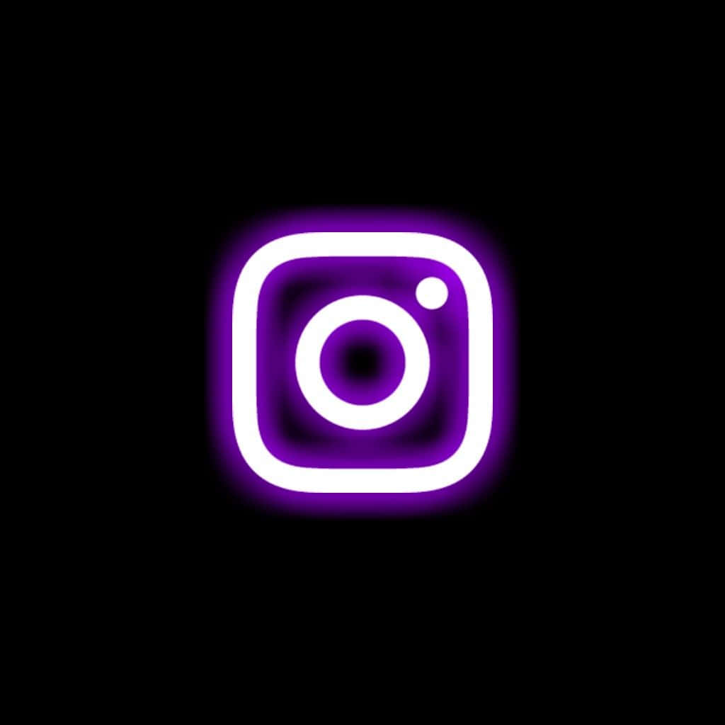 黑色背景上發光的Instagram標誌圖標