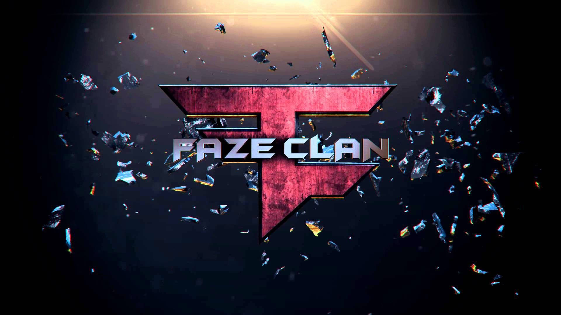 FaZe Clan標誌突破破碎玻璃，上方有發光光源。
