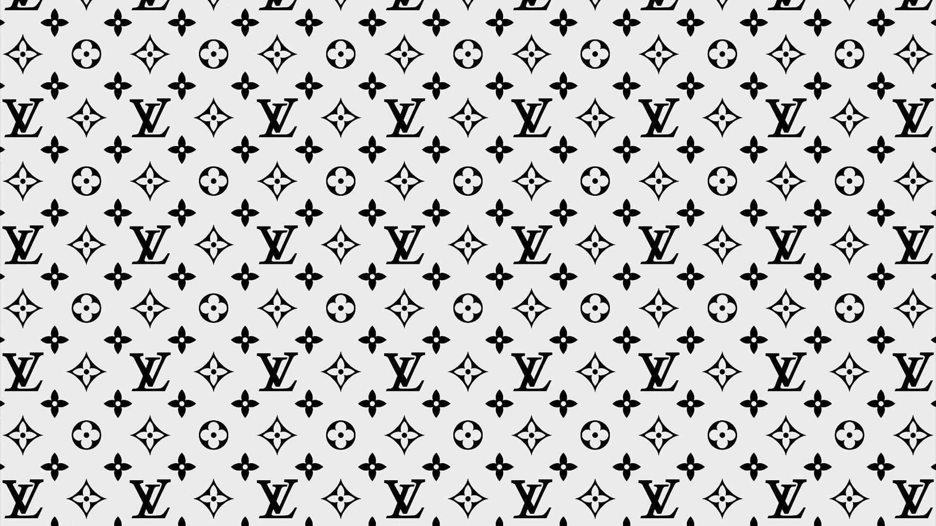 淺灰色背景上的黑白 Louis Vuitton 字母組合圖案。