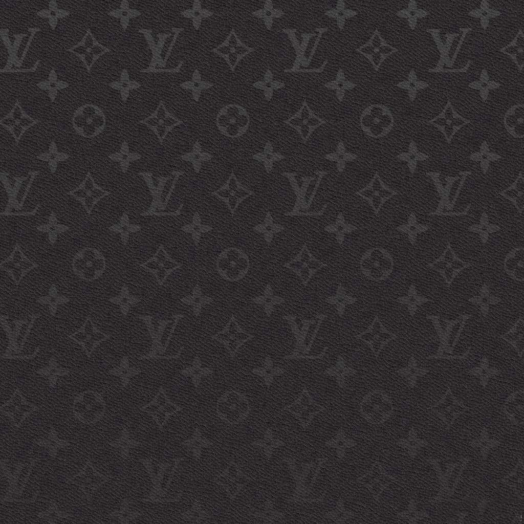 時尚優雅路易威登圖案 壁紙 — 深色紋理布料，帶有重複的字母組合圖案，呈現微妙的灰色調。