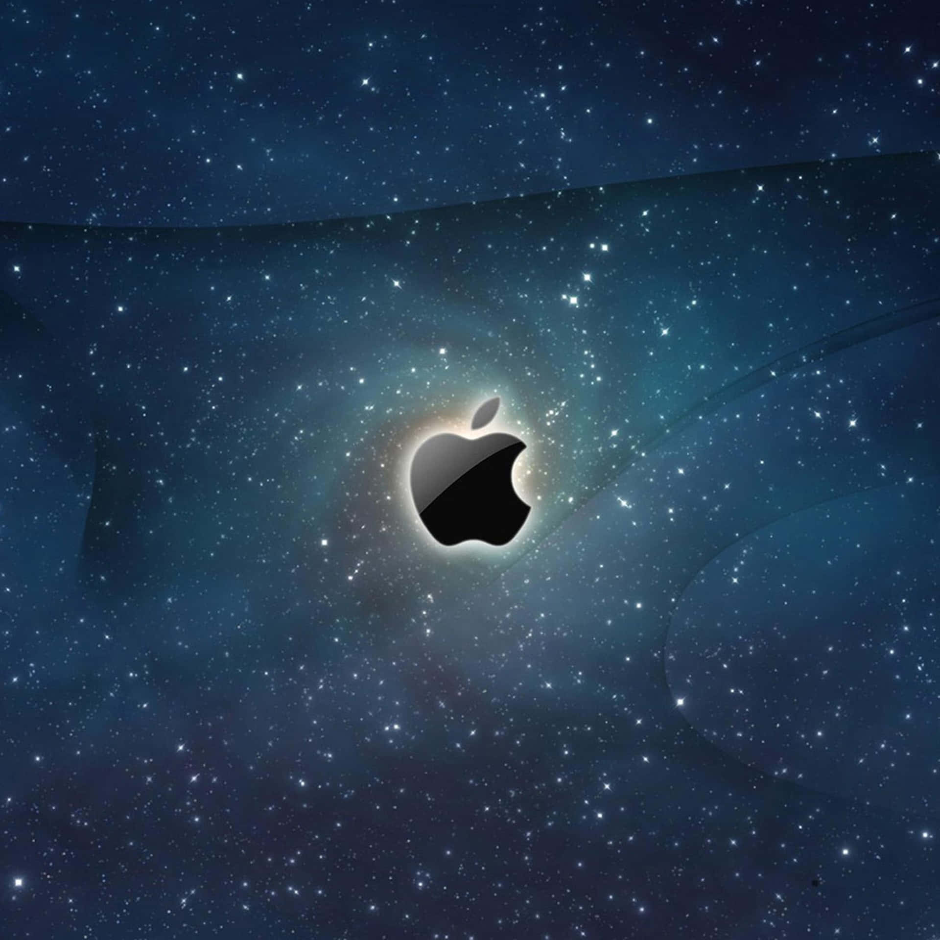 Apple標誌在繁星宇宙星雲中發光