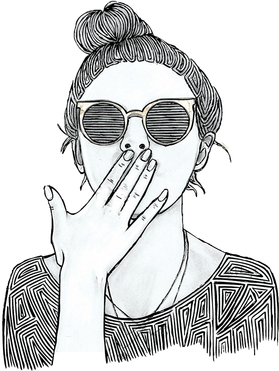 時尚女性掩口素描圖 壁紙