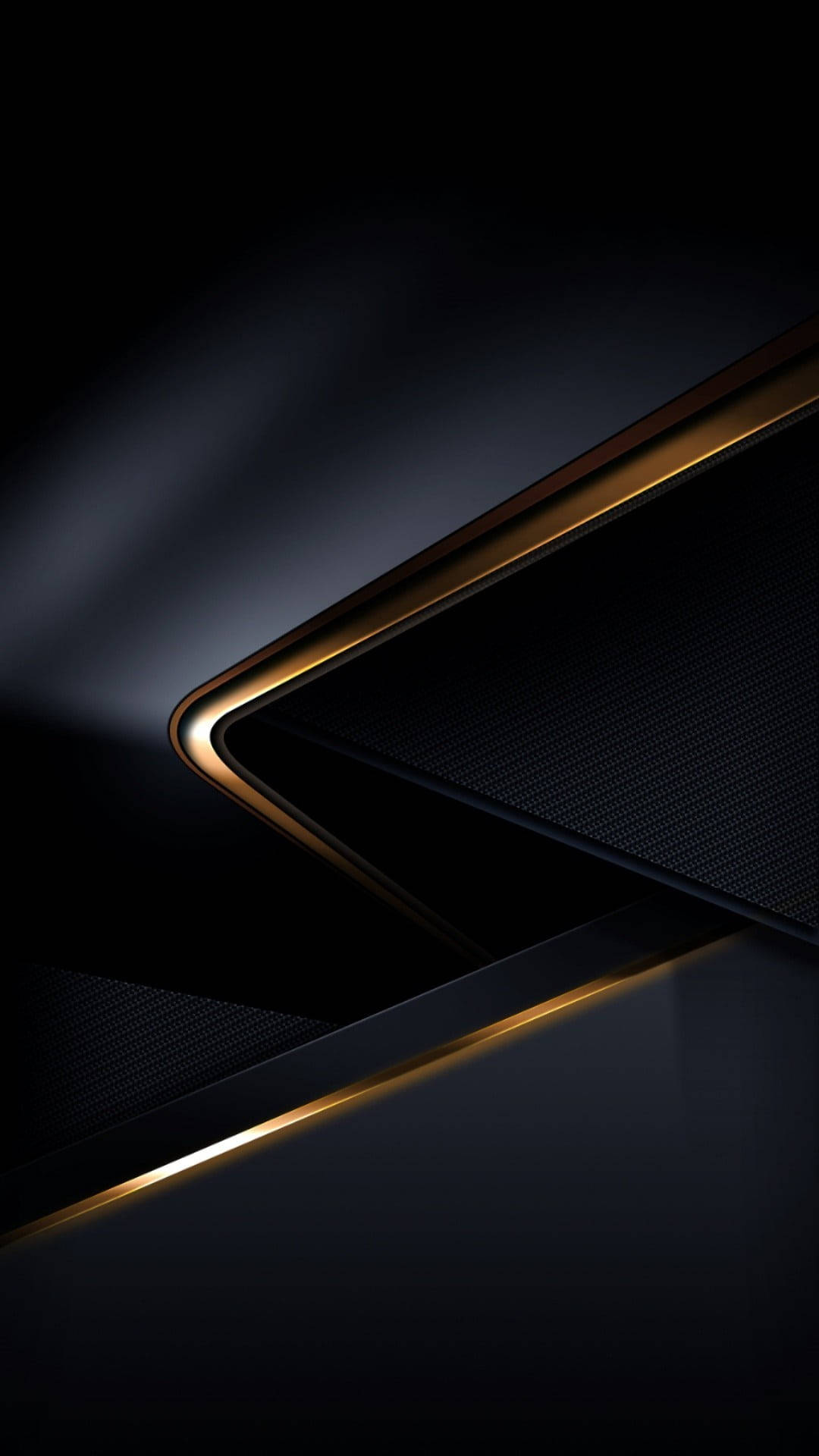 金色美學 桌布 壁紙 — 時尚抽象設計，發光金色線條穿過深黑色紋理表面。