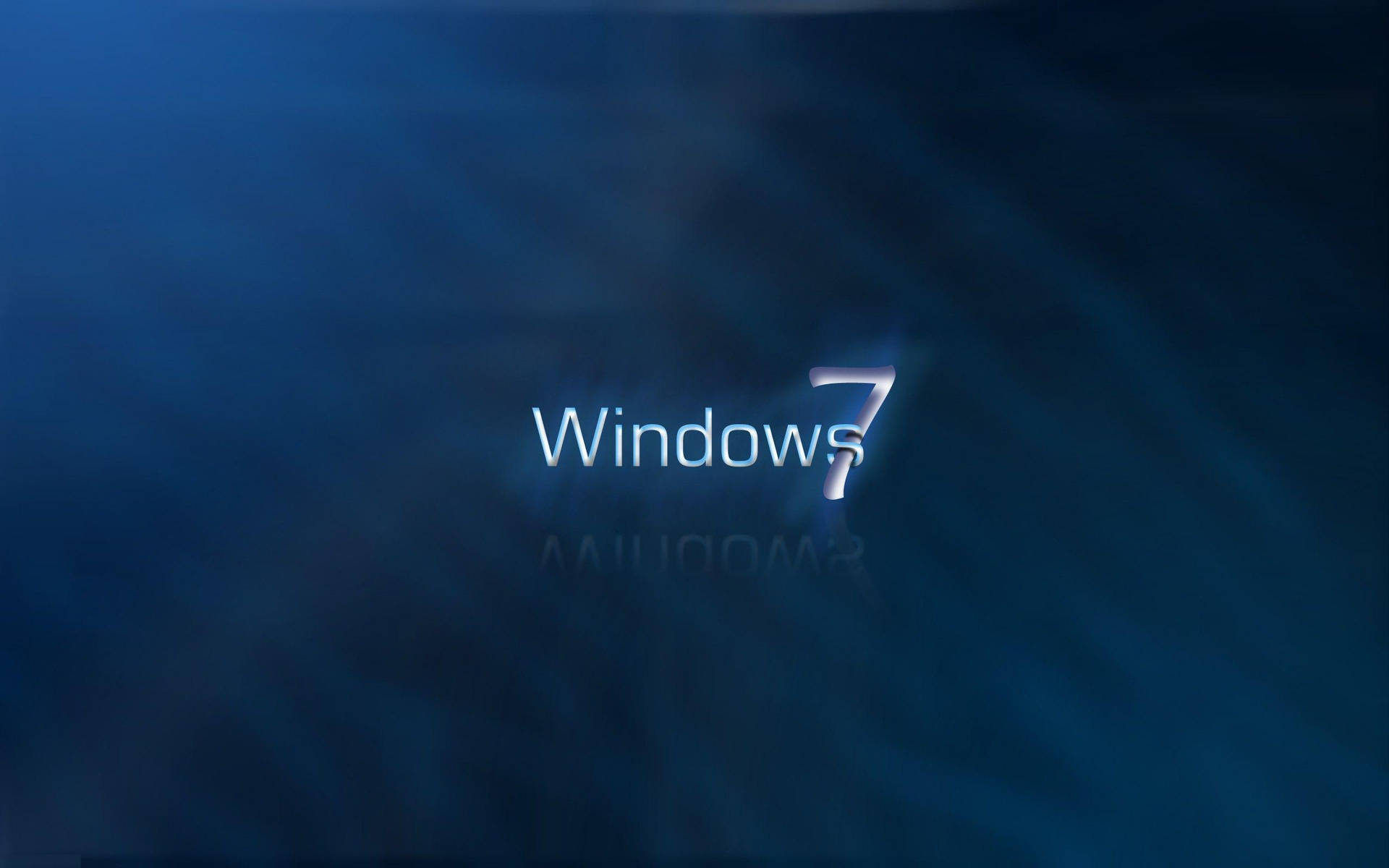 Windows 7 標誌在藍色抽象背景上帶有發光文字。
