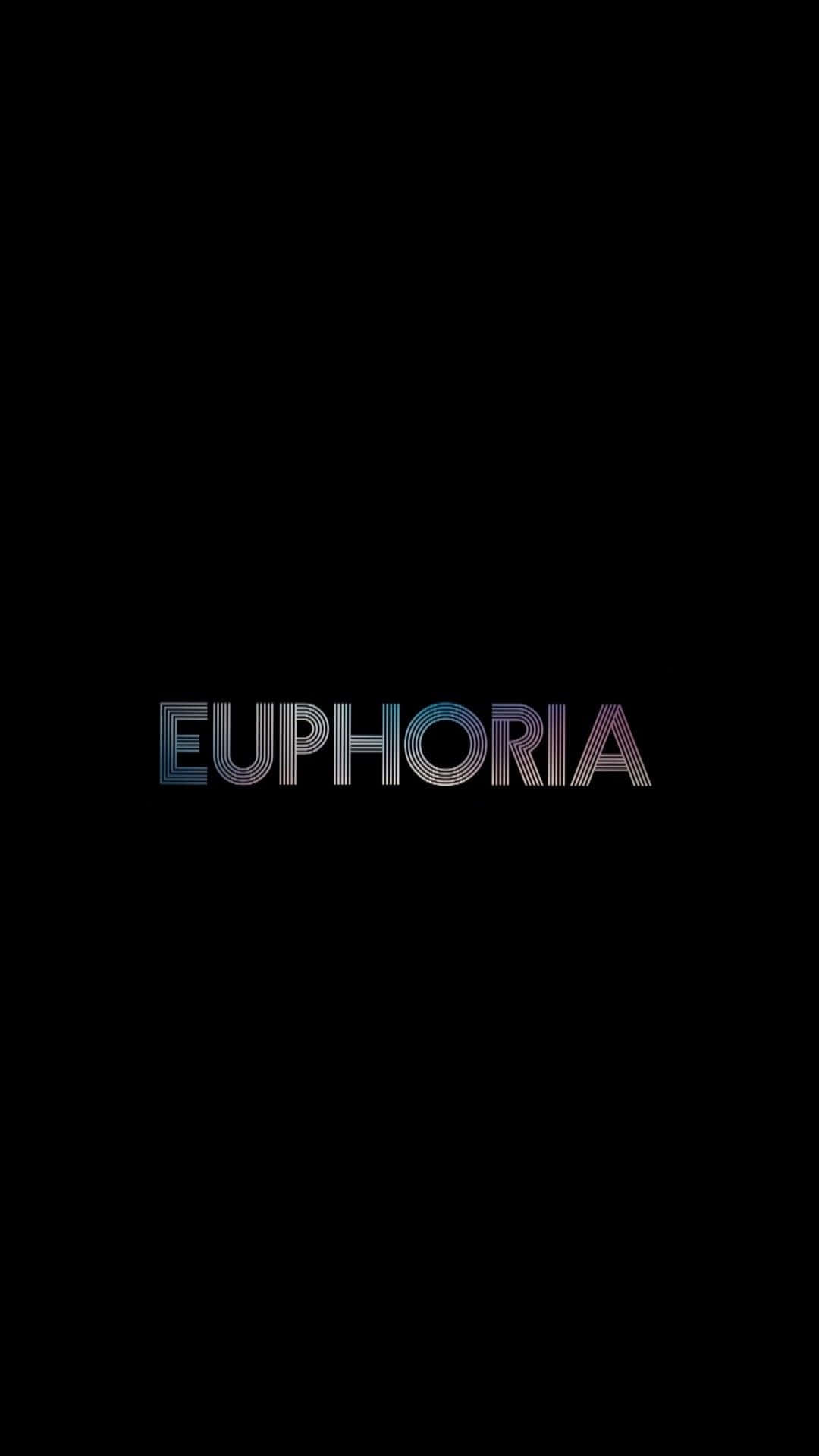 黑色背景上以彩色漸變字母顯示的「EUPHORIA」。