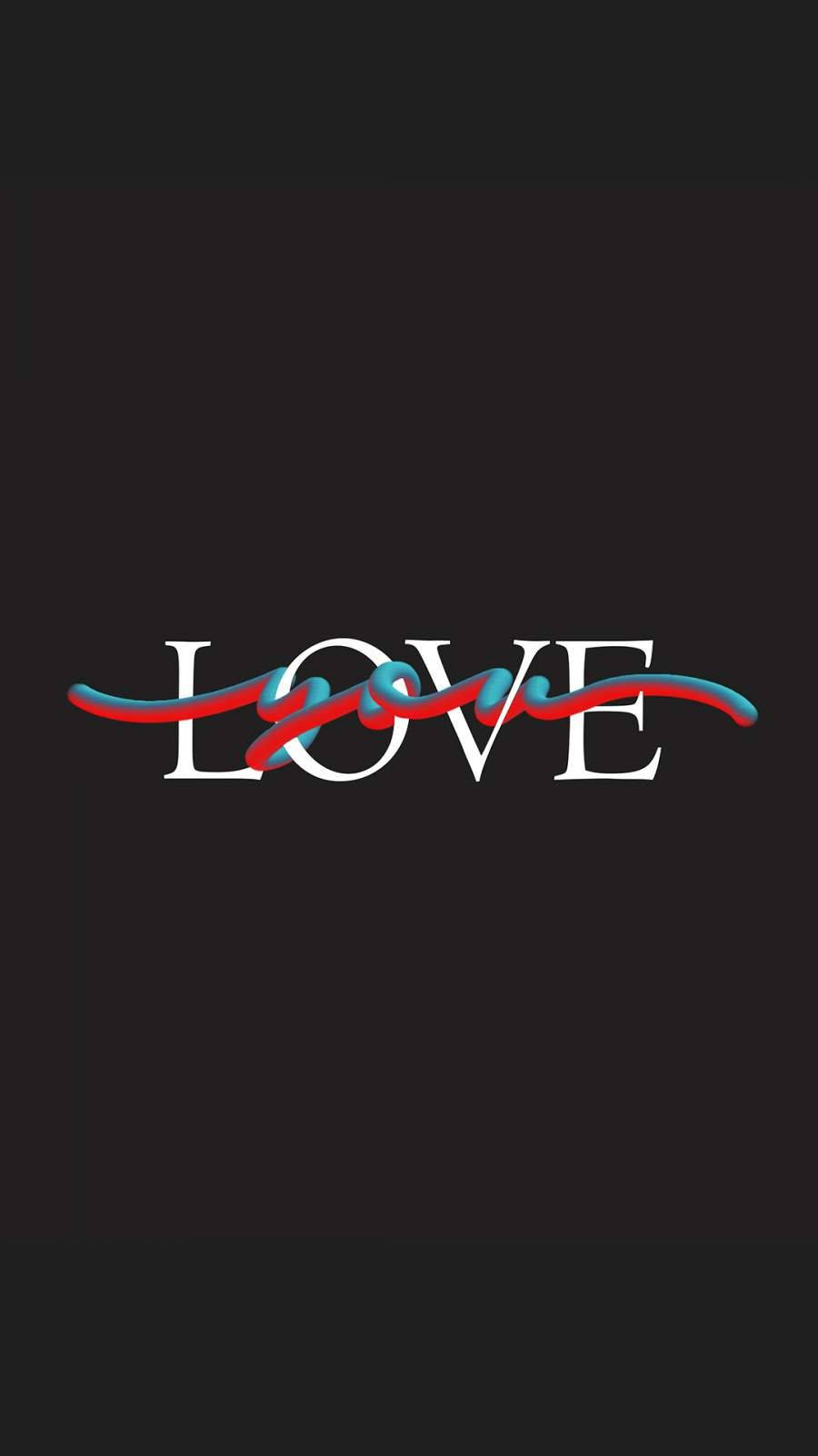 黑色背景上帶有紅色和藍色絲帶設計的「LOVE」字樣