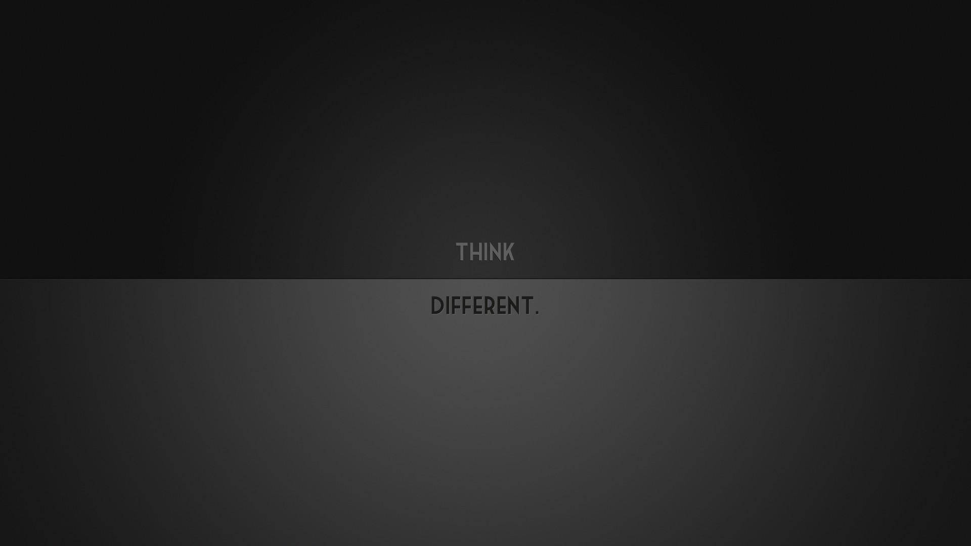 深色漸變背景，白色文字 think different 居中顯示。 — 簡約桌面壁紙 壁紙