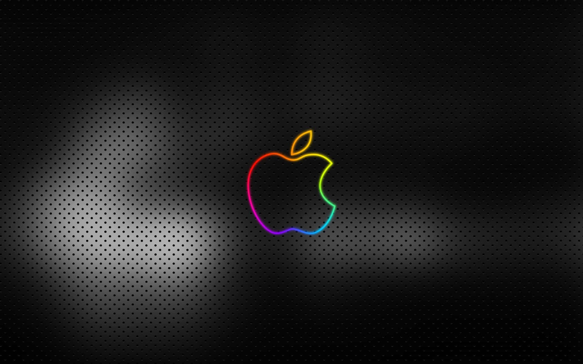 深色穿孔金屬背景上的彩虹Apple標誌