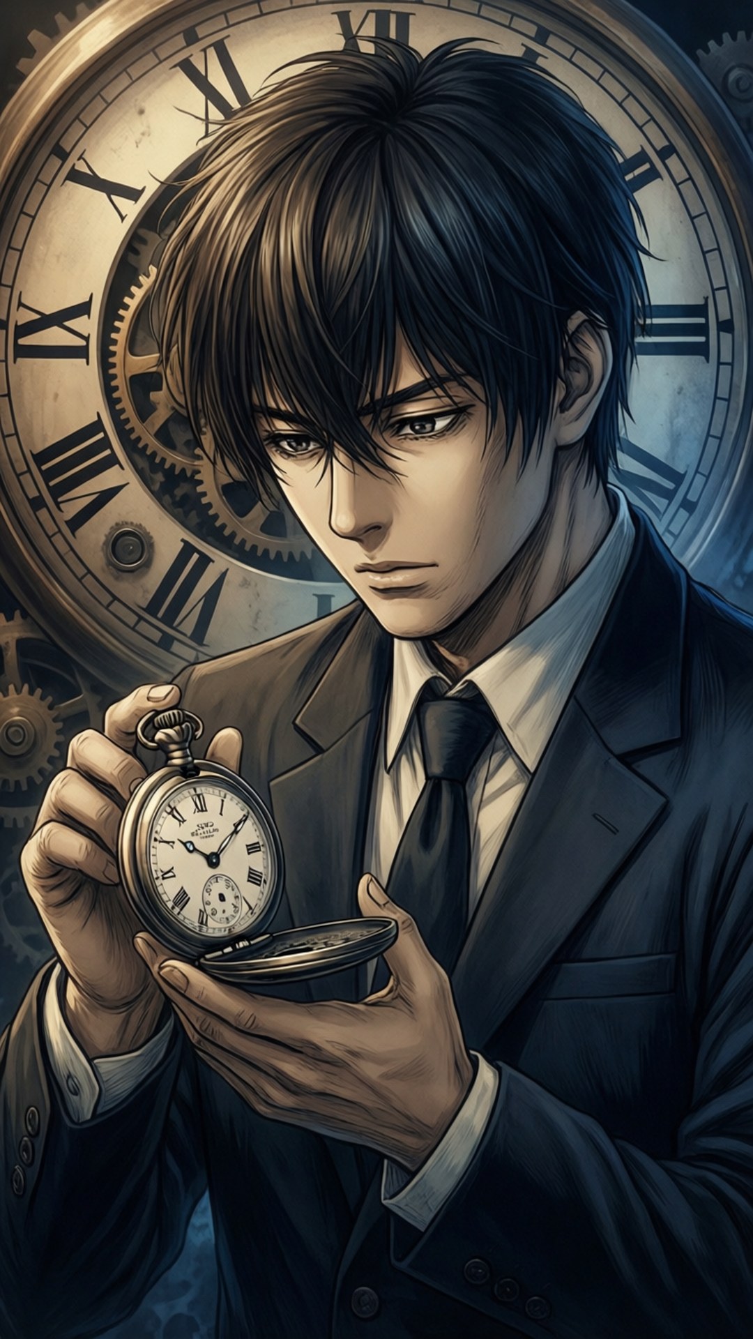 《東京復仇者》中，武道手持懷錶，背景是時鐘齒輪。