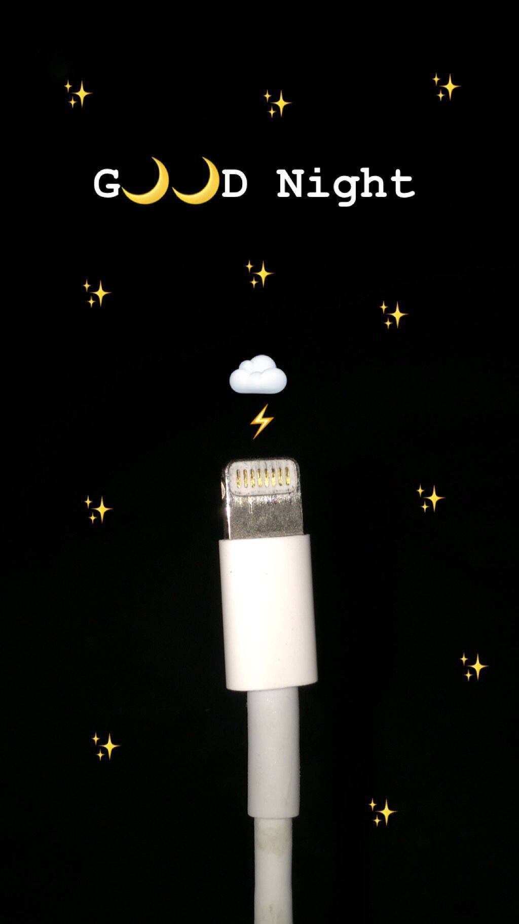 帶有星星和晚安文字的白色線纜