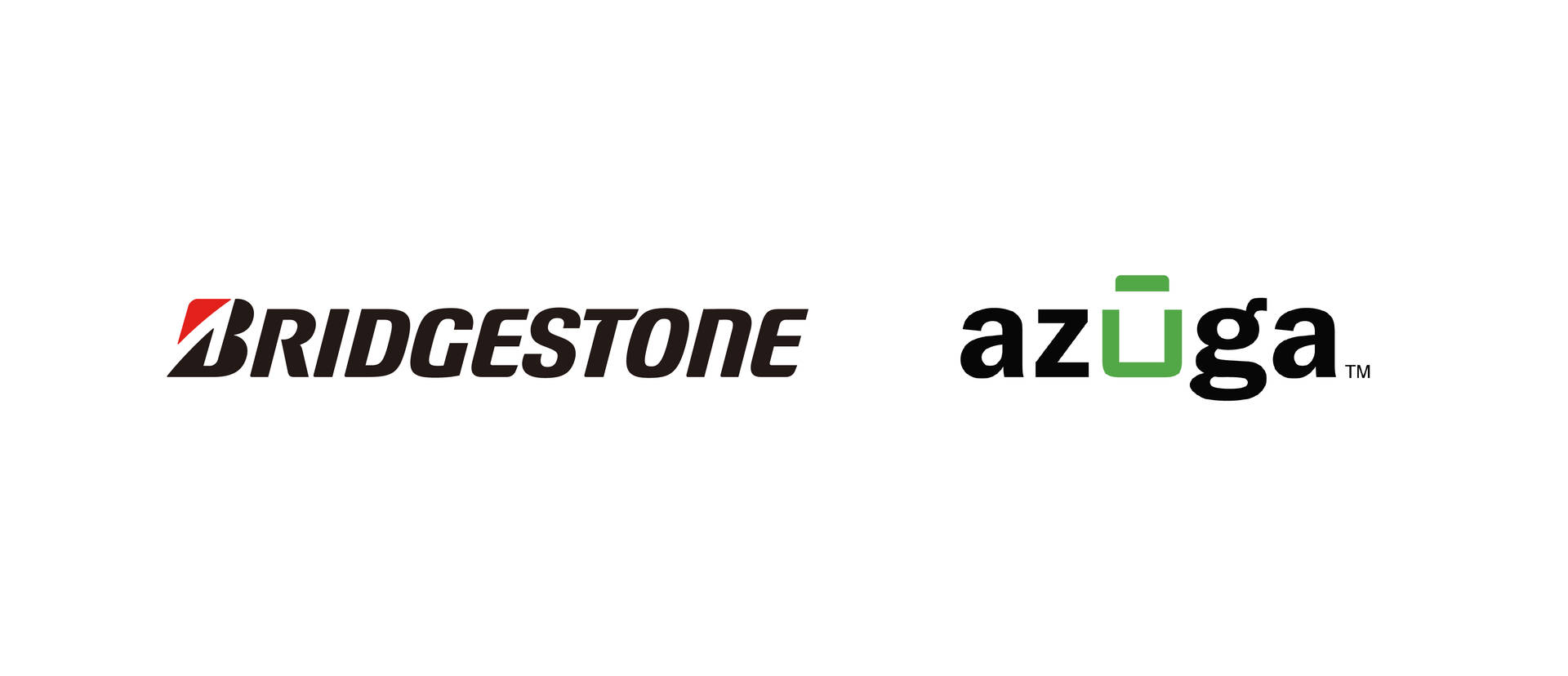 白色背景上的 Bridgestone 和 azuga 標誌