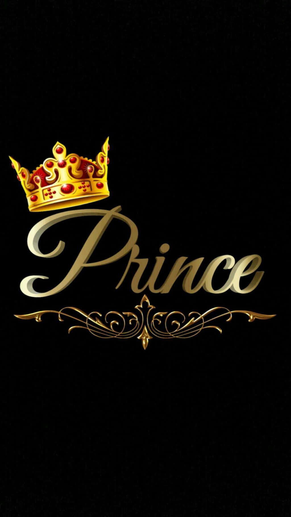 黑色背景上的金色皇冠和Prince文字標誌