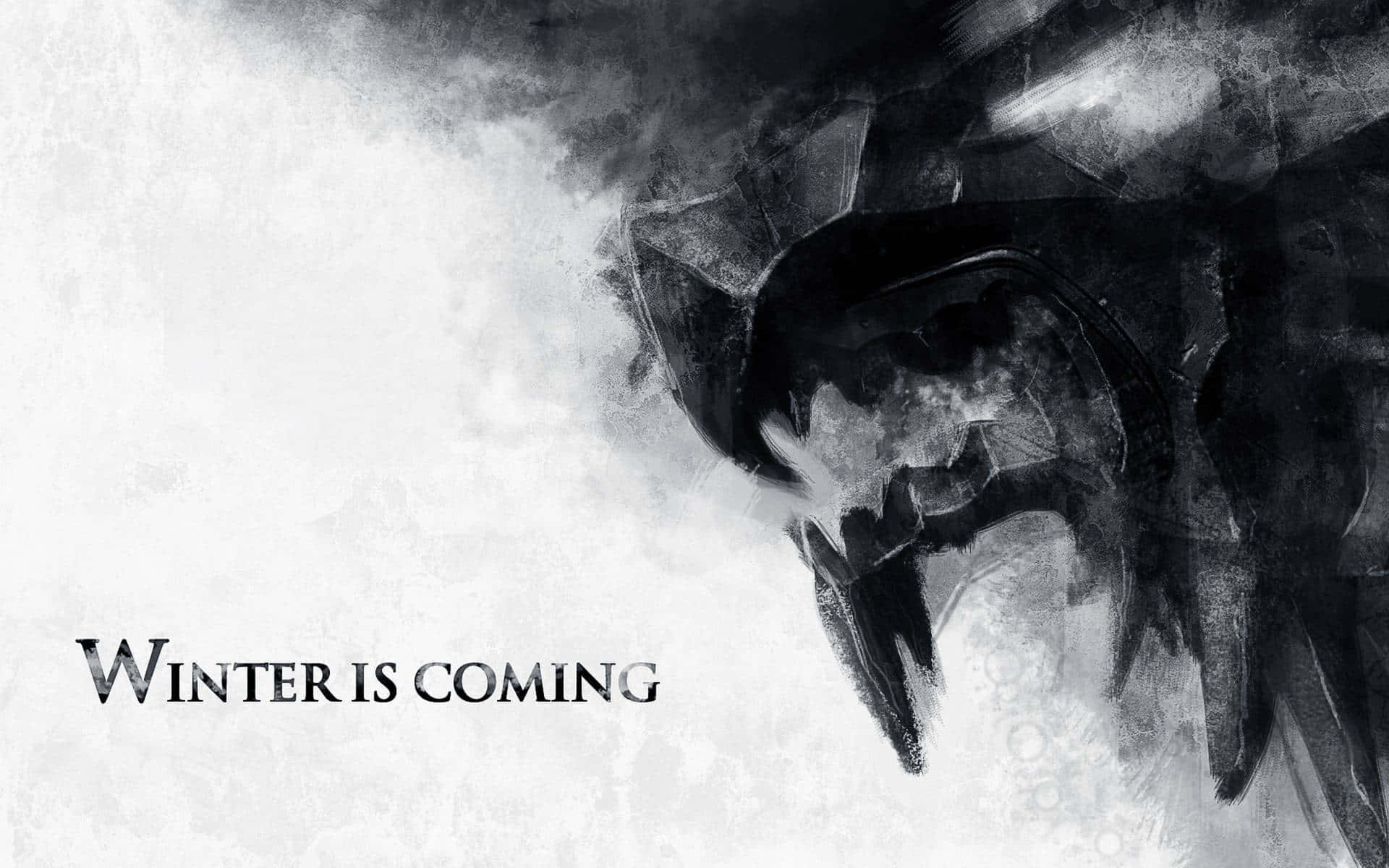 一個帶有粗體文字 winter is coming 的威脅性冰龍頭。