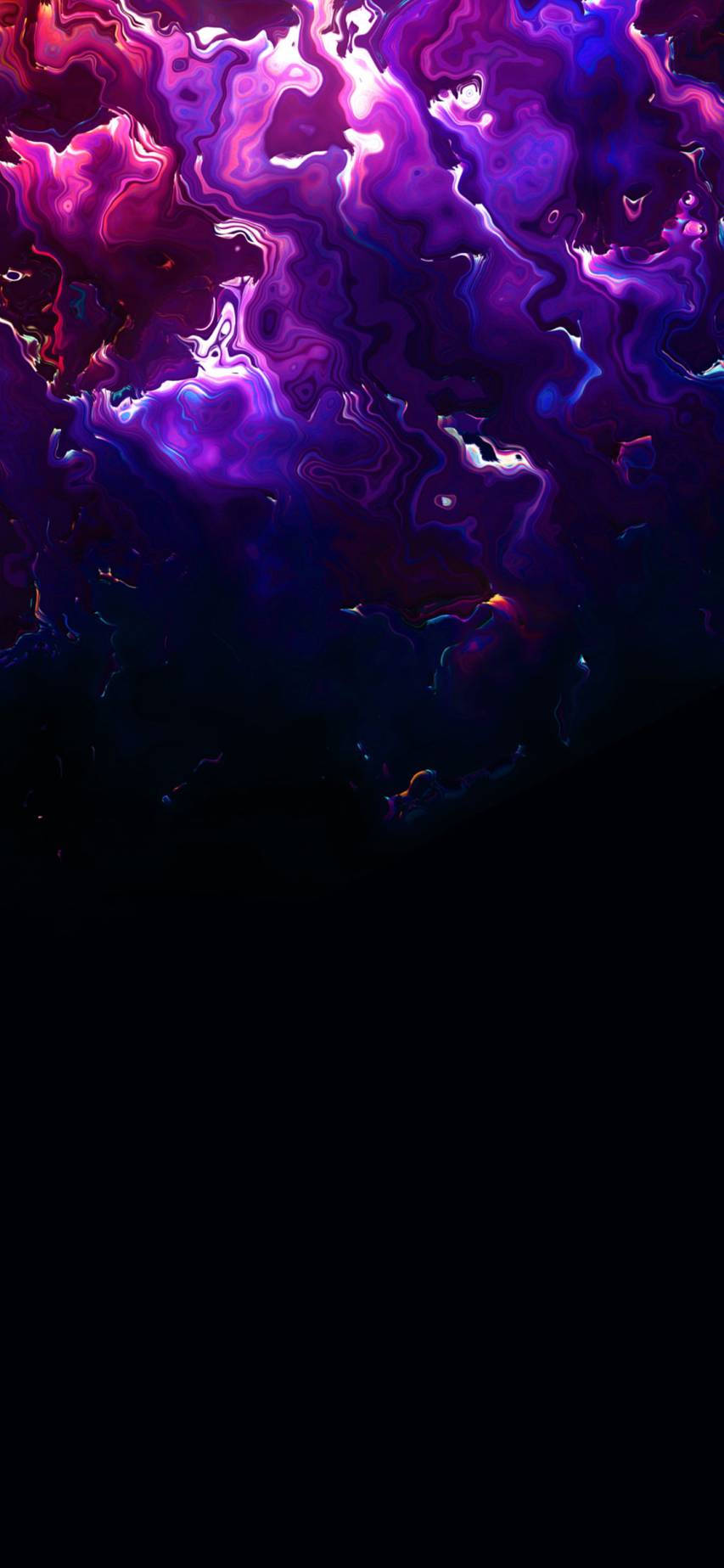 暗色霓虹煙霧iPhone壁紙 壁紙 — 在深邃黑色宇宙虛空中，洋紅紫色與電光藍色形成充滿活力的旋轉星雲。