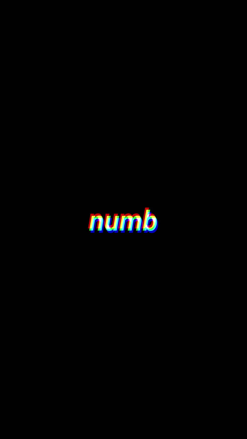 黑色背景上帶有故障效果的單詞「numb」
