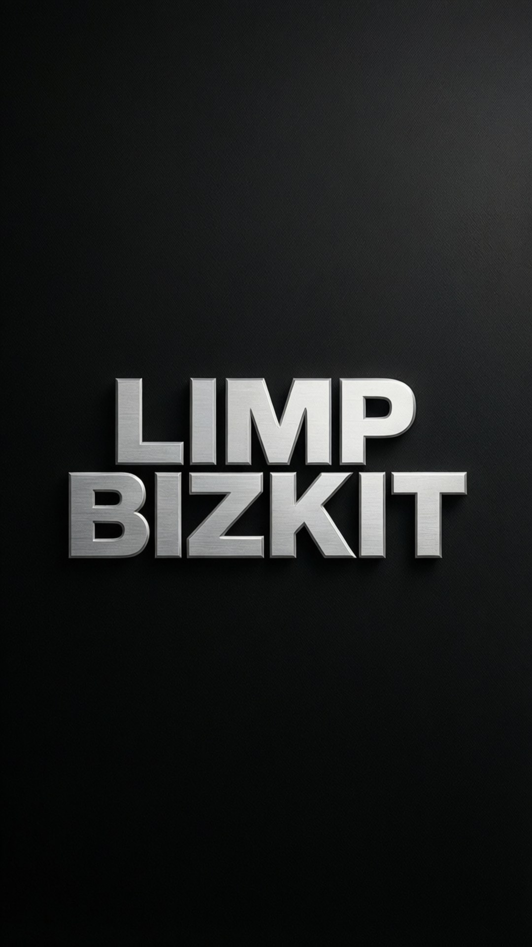 黑色背景上以拉絲銀色呈現的 Limp Bizkit 樂隊標誌。