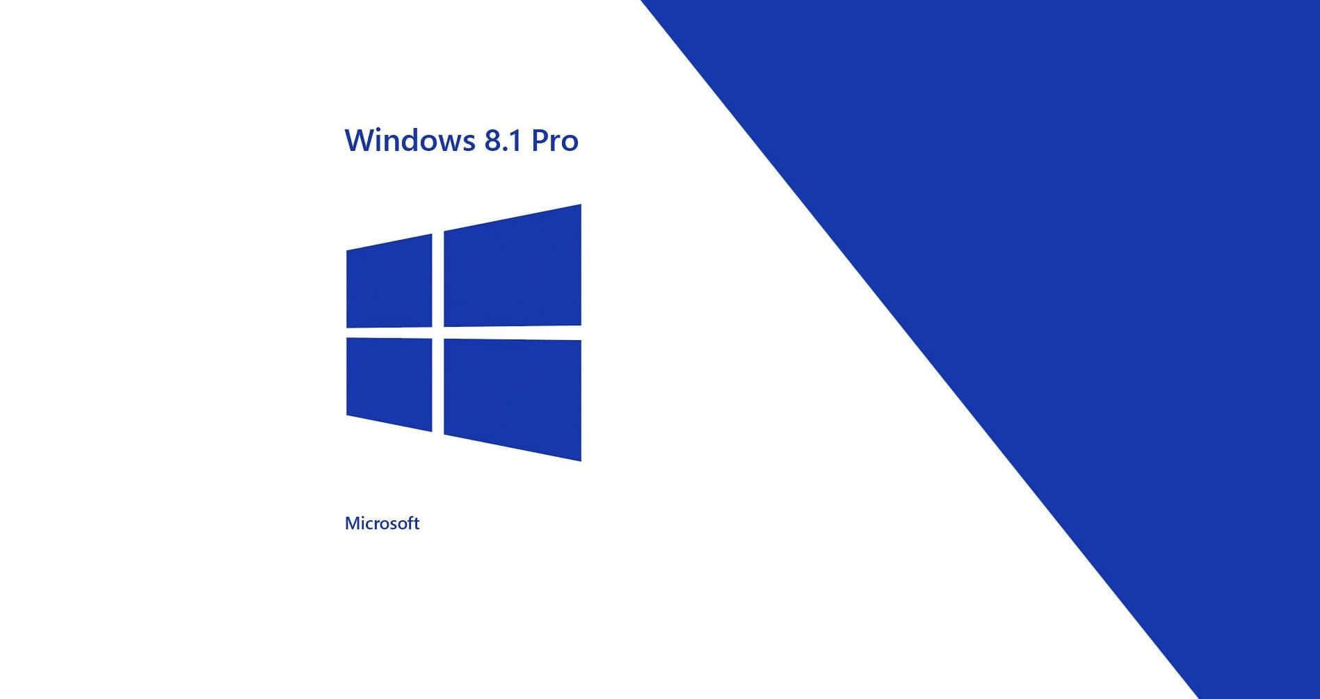 藍白斜角背景上的Windows 8.1 Pro標誌。