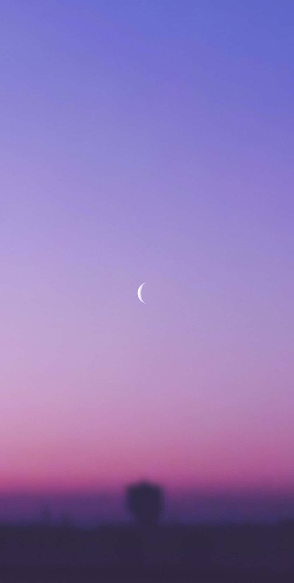 暮色天空與粉紅月亮 壁紙
